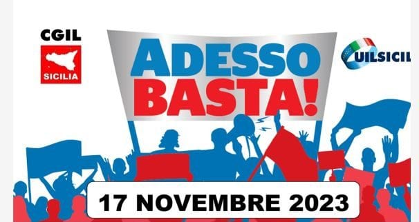 "Adesso basta!", lo sciopero di CGIL e UIL domani a Trapani