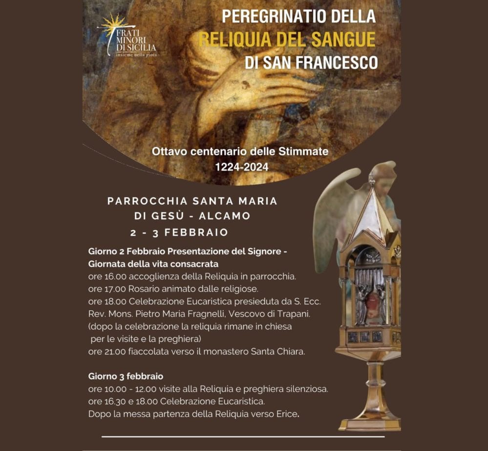 Arriva ad Alcamo la Reliquia del sangue di S. Francesco