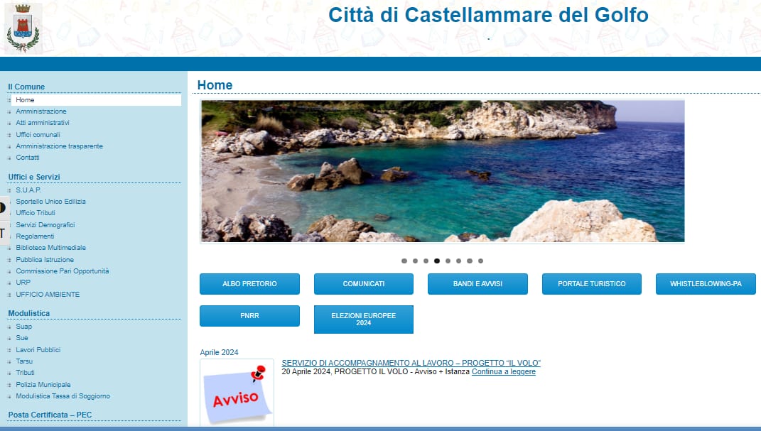 Servizi di vigilanza a Castellammare del Golfo con il progetto Il Volo