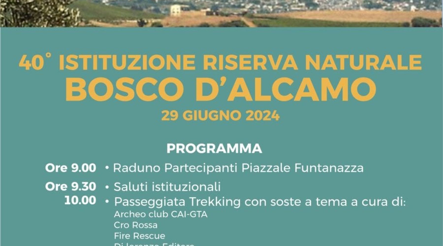Riserva di Monte Bonifato, 40 anni il 29 giugno. Associazioni in trekking