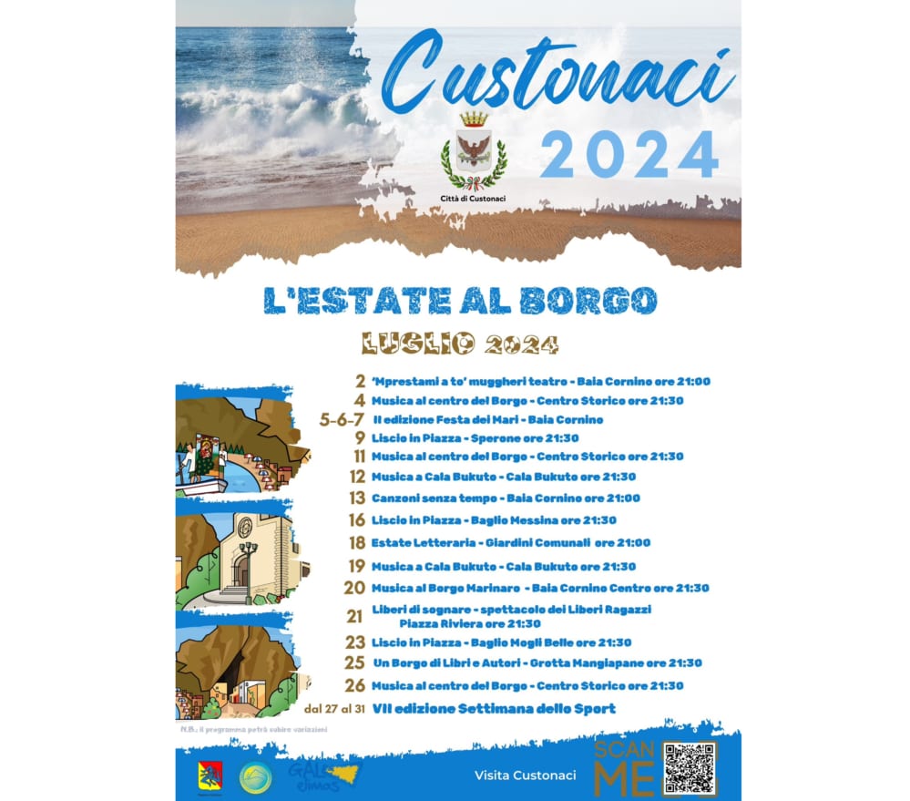 Partita ‘Estate 2024’ a Custonaci, eventi importanti fino a settembre. QR-Code promozionali (Interviste)