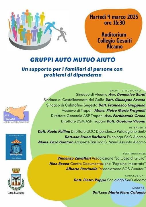 “Gruppi Auto Mutuo Aiuto”, ad Alcamo supporto alle famiglie con problemi di dipendenza