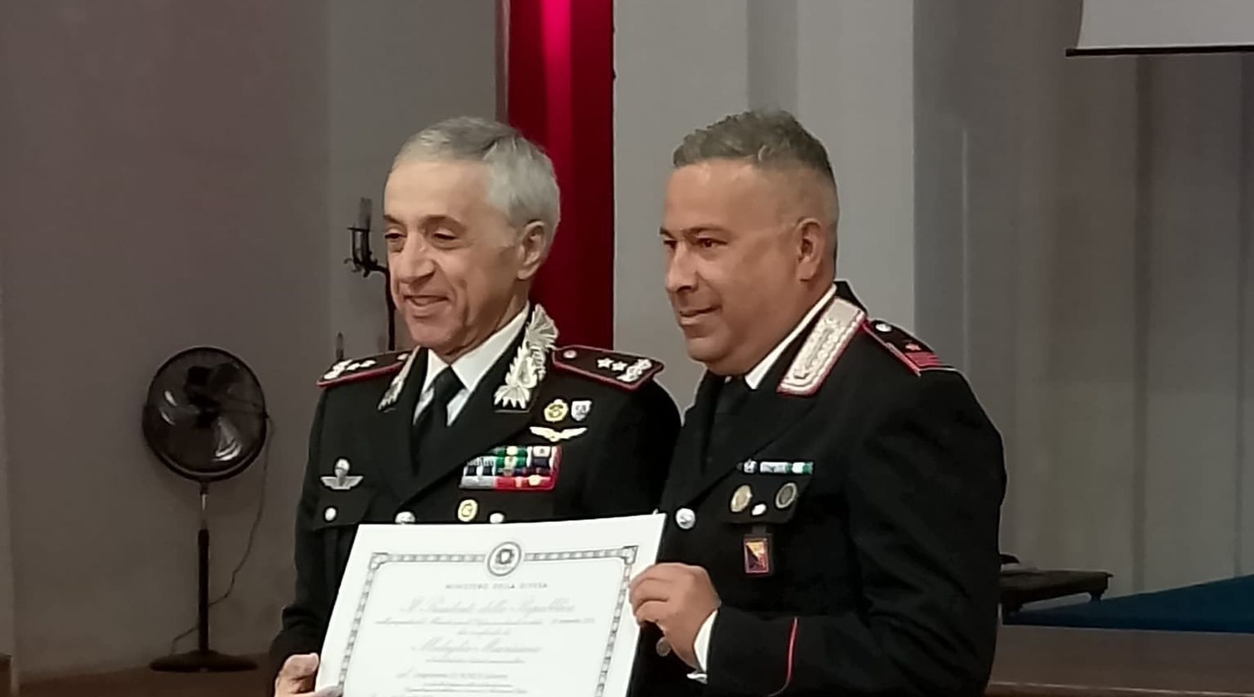 A Terrasini, medaglia mauriziana per Salvo di Maria. 50 anni nell’Arma.