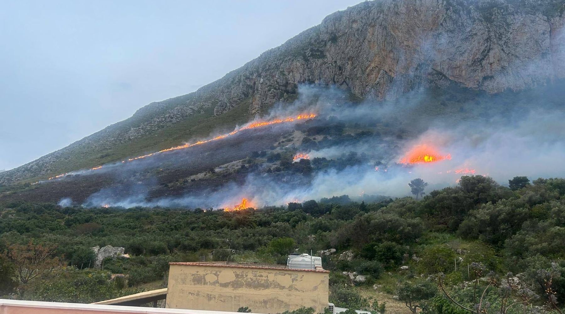 Lo scirocco accende la stagione degli incendi, fiamme in contrada Frassino a Custonaci