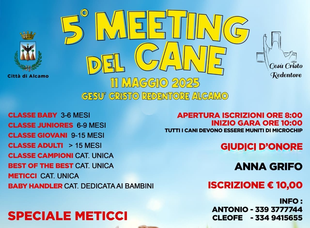 Quinta edizione del Meeting del cane, appuntamento rinviato all’11 maggio