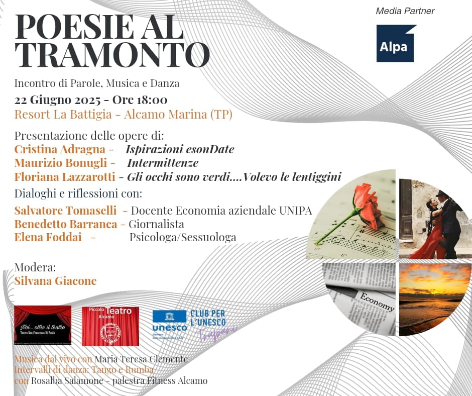 ‘Poesie al Tramonto, incontri di parole, musiche e danza’. Evento domenica ad Alcamo Marina