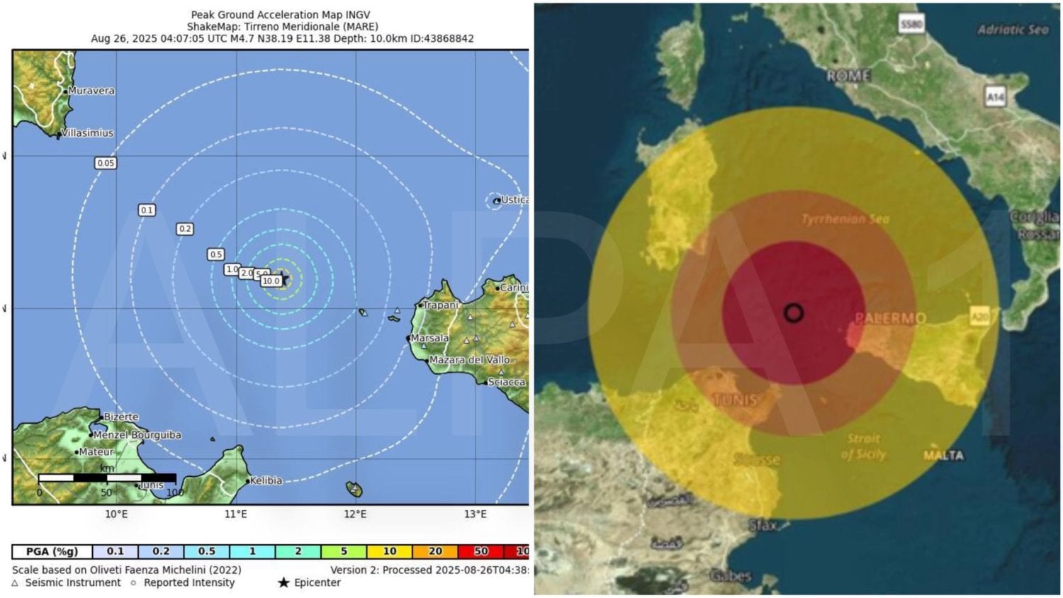 Terremoto nel trapanese, Scossa di magnitudo 4.7