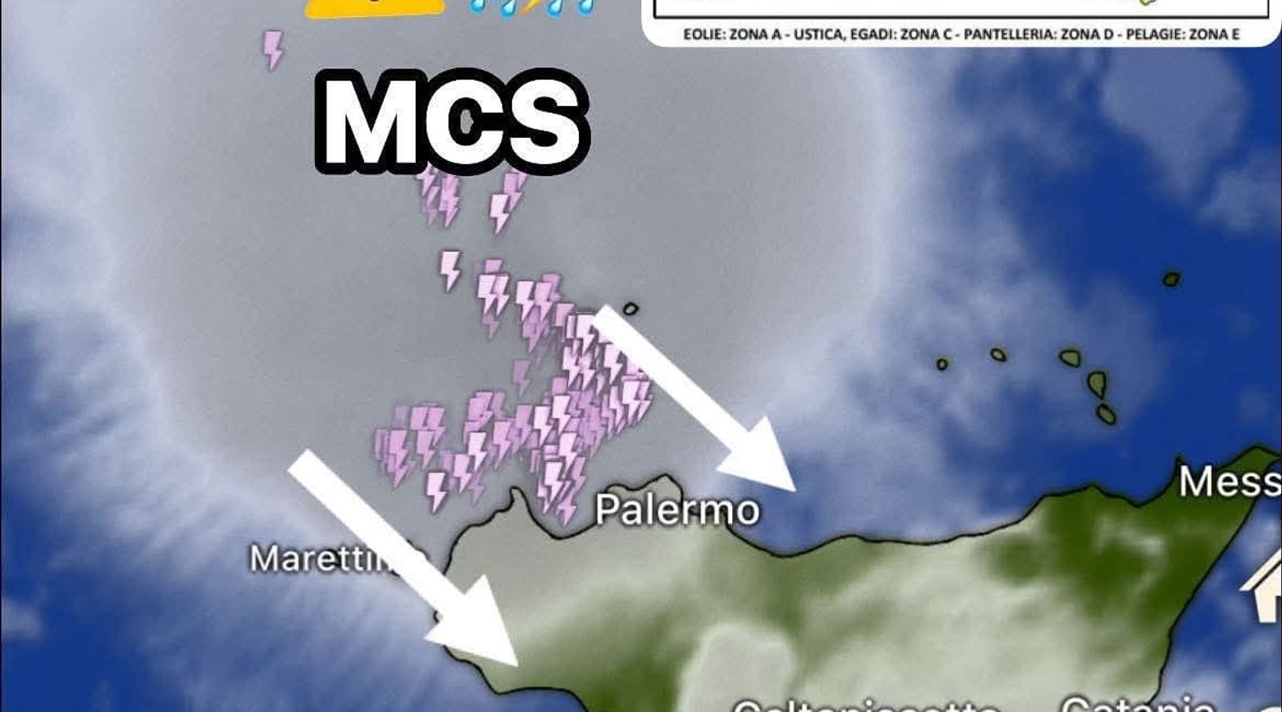 Nubifragi, massima attenzione nel palermitano e trapanese