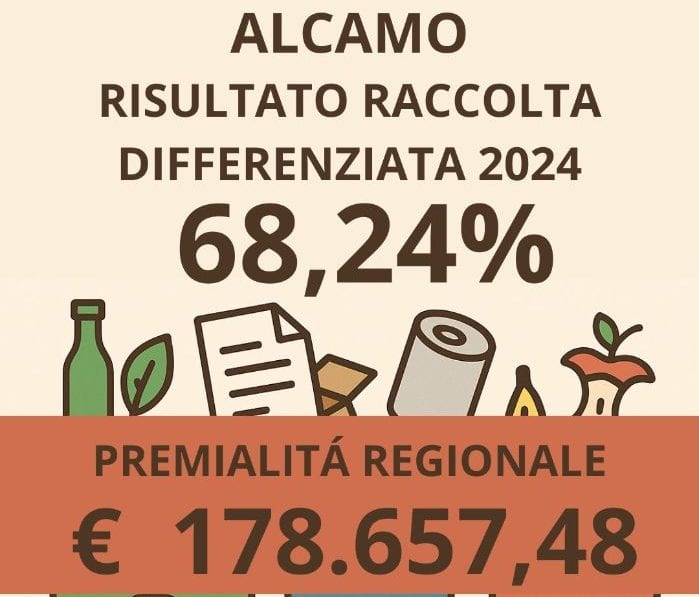 Alcamo premiata per la raccolta differenziata, raggiunto il 68,24% nel 2024