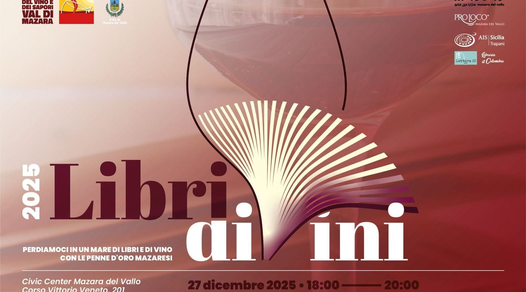Mazara del Vallo, il 27 dicembre “Libri Di-vini” tra vino, libri e sapori locali