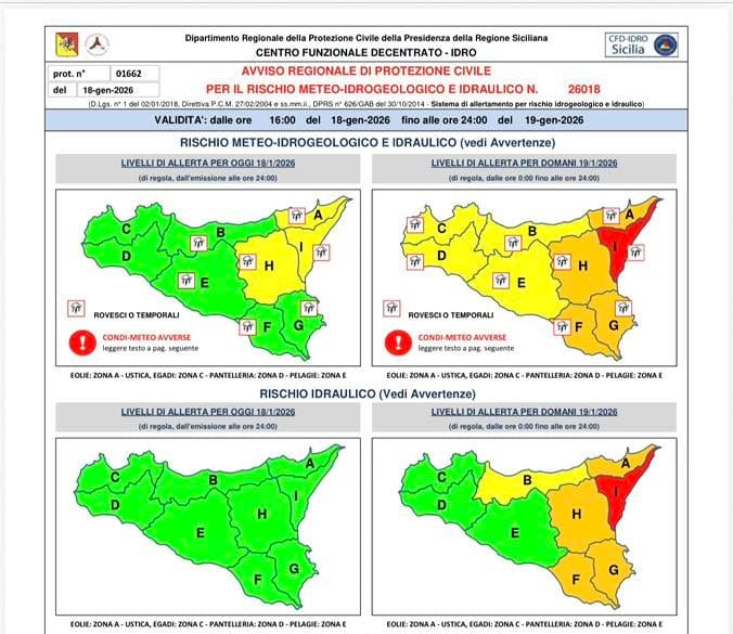 Allerta meteo Alcamo: il Comune attiva la fase di preallarme. Chiusi cimiteri e ville comunali