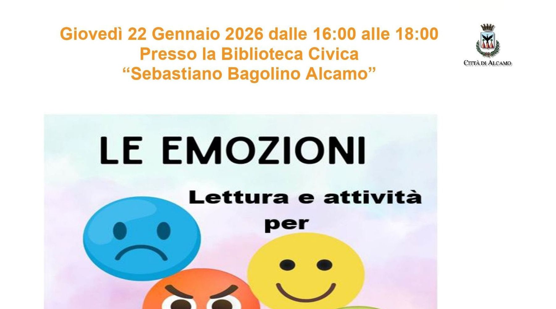 Alcamo, “Nati per Leggere”: letture e attività sulle emozioni per i più piccoli
