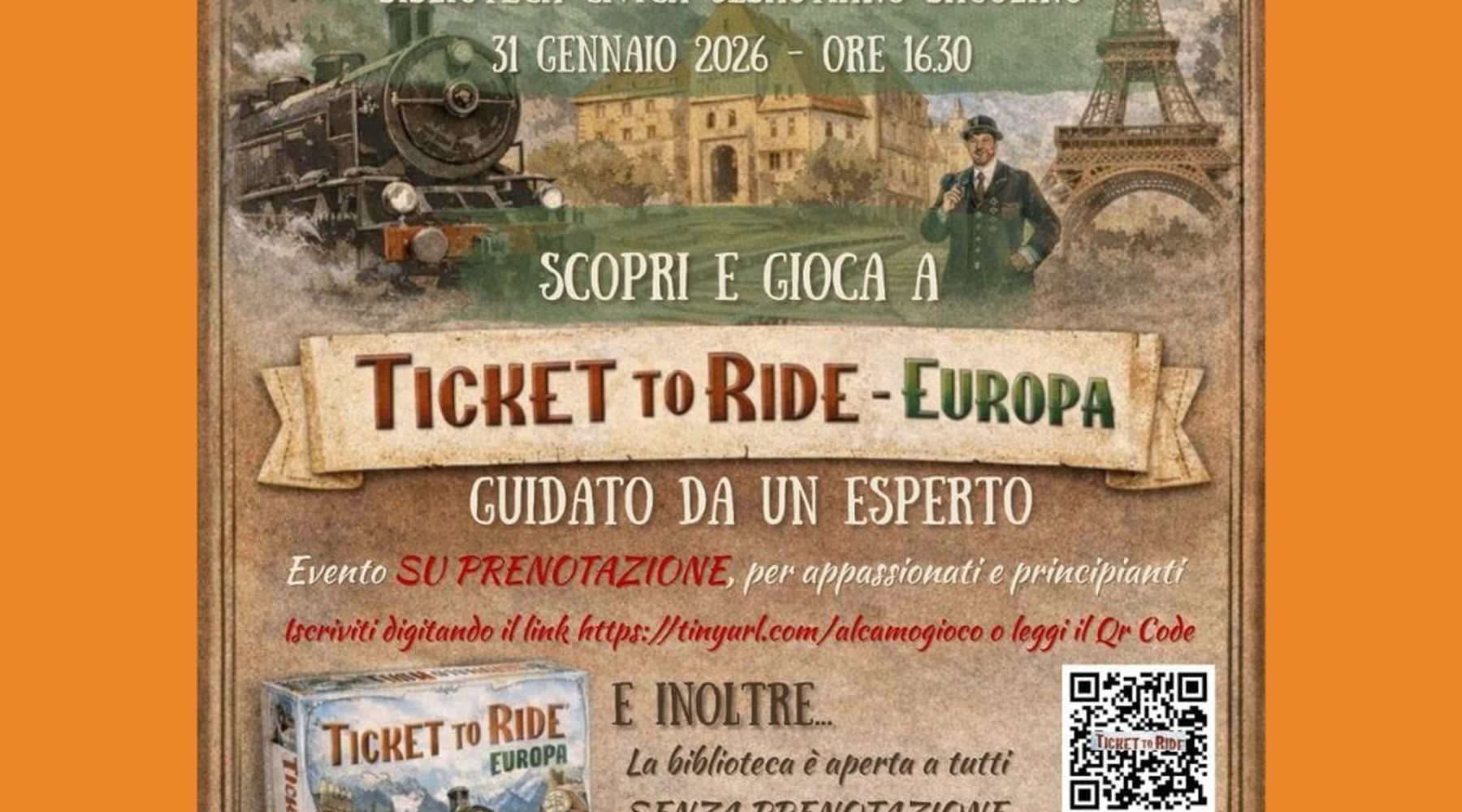 Biblioteca di Alcamo: sabato arriva “Ticket to ride”, un viaggio tra giochi e cultura
