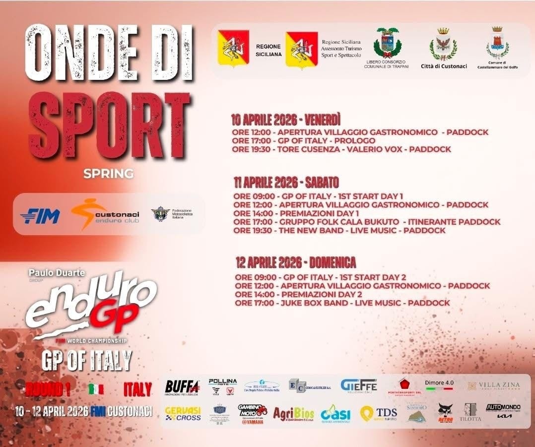 Dopo 15 anni, torna a Custonaci il Campionato Mondiale FIM EnduroGP