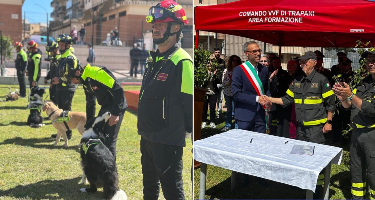 Urban Sunrise, inaugurata ad Alcamo l’area cinofili dei Vigili del Fuoco (Video)