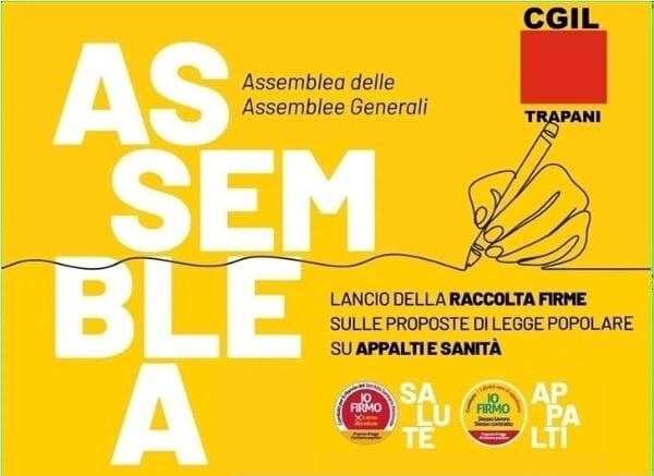 Cgil Trapani, al via la raccolta firme su sanità e appalti pubblici