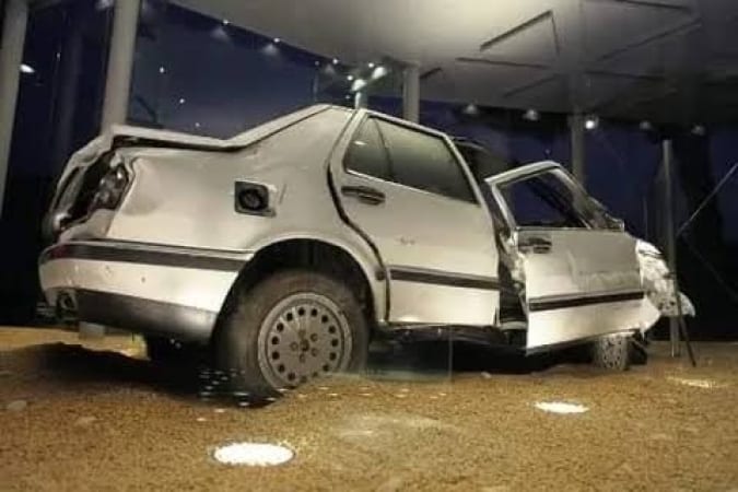 Meloni a Palermo per lo svelamento della Fiat Croma di Falcone