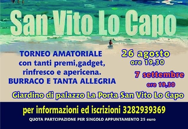 San Vito Lo Capo. Mercoledì 26 agosto e lunedì 7 settembre torneo amatoriale di burraco