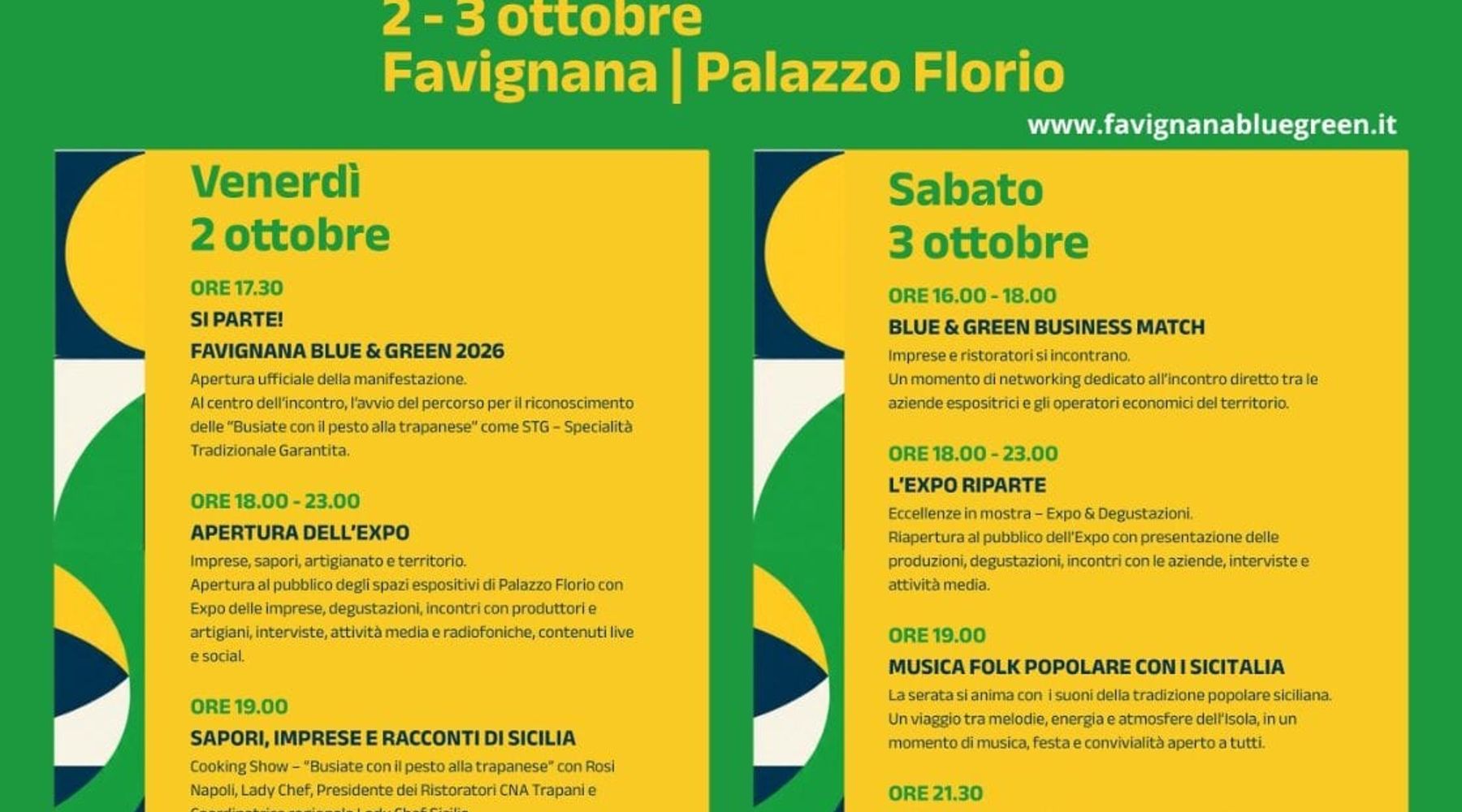 Busiate STG e aziende locali: il 2 e 3 ottobre a Favignana l'Expo Blue & Green