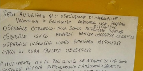 Al Policlinico Giaccone sospeso il servizio IVG, mancano medici non obiettori