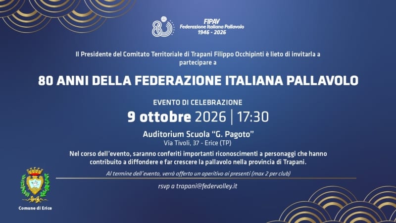 Gli 80 anni della FIPAV passano da Trapani: una storia iniziata nel 1958