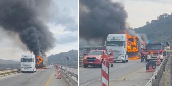 A29, camion in fiamme poco prima della galleria di Segesta: traffico bloccato