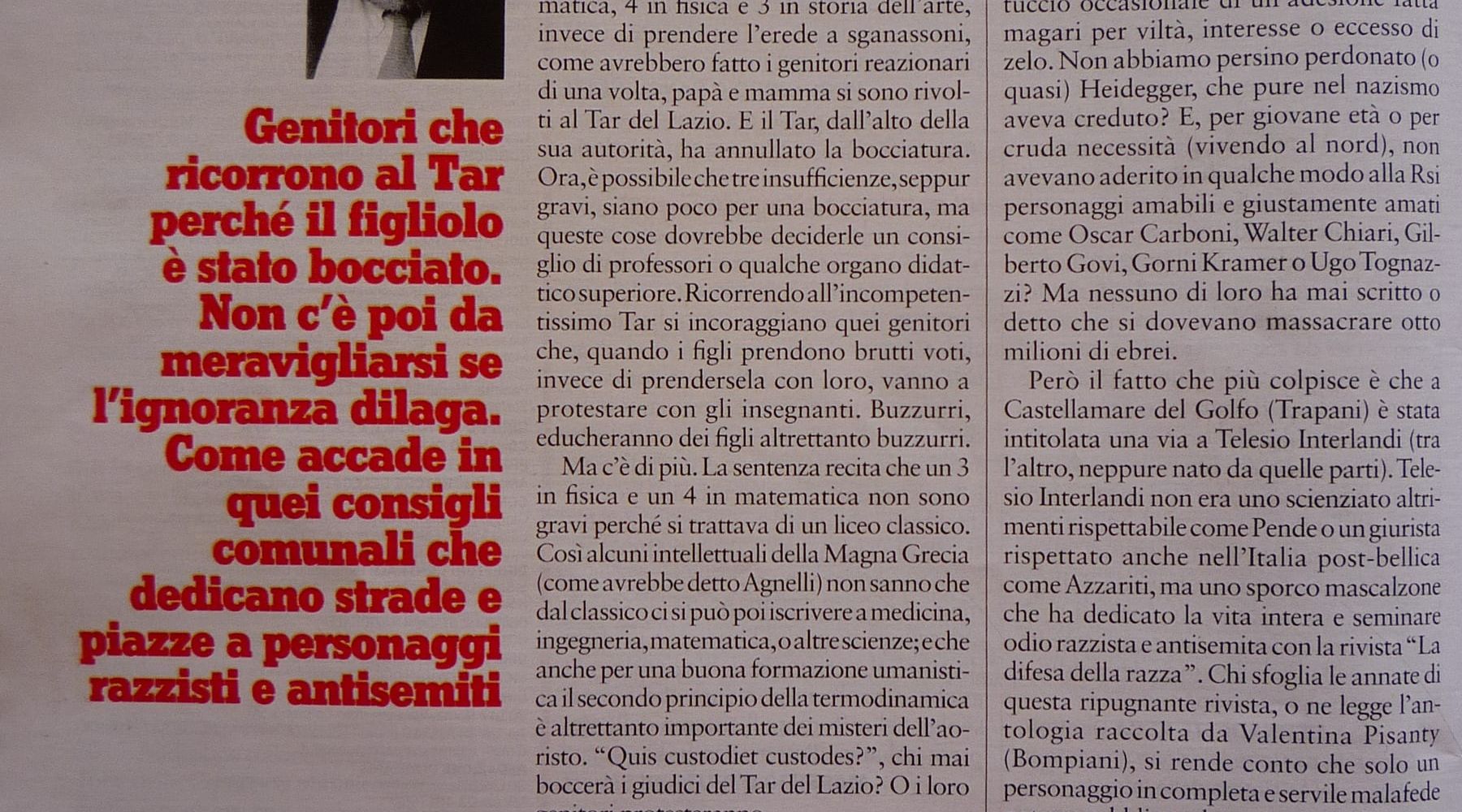 C/mare del Golfo, Coppola a "L'Espresso": "Eco si sbaglia"