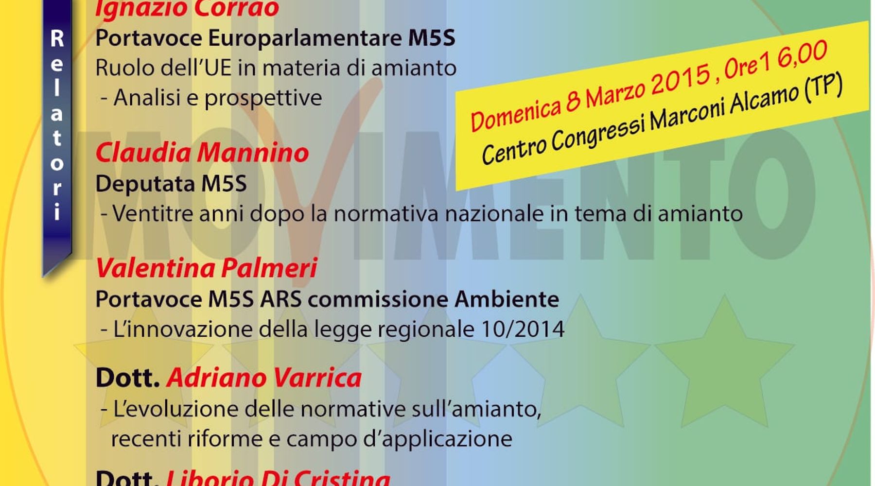 Alcamo, “Amianto – Conoscere rischi proporre soluzioni”, convegno del M5S
