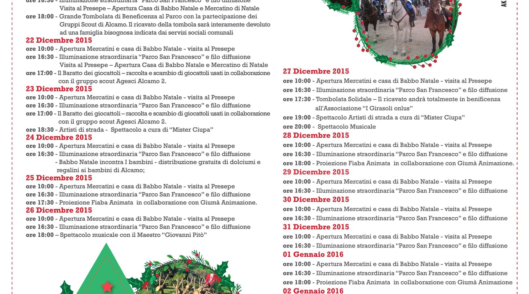 Alcamo, domani l'inaugurazione di "Natale al Parco"