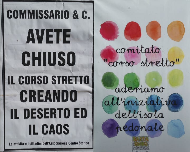 Alcamo-Isola pedonale e il giallo del Piano traffico
