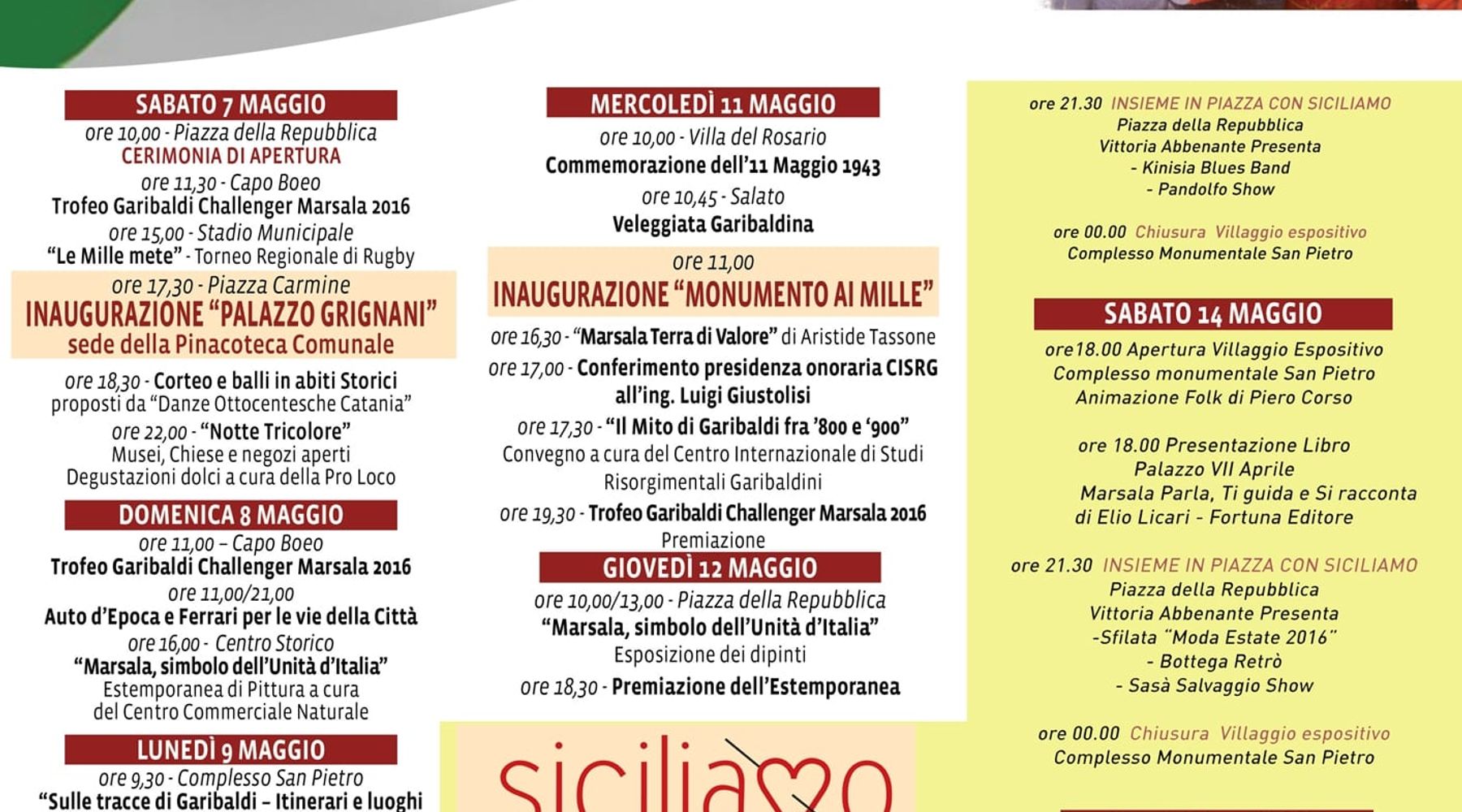 Marsala - Dal 13 al 15 maggio torna Siciliamo