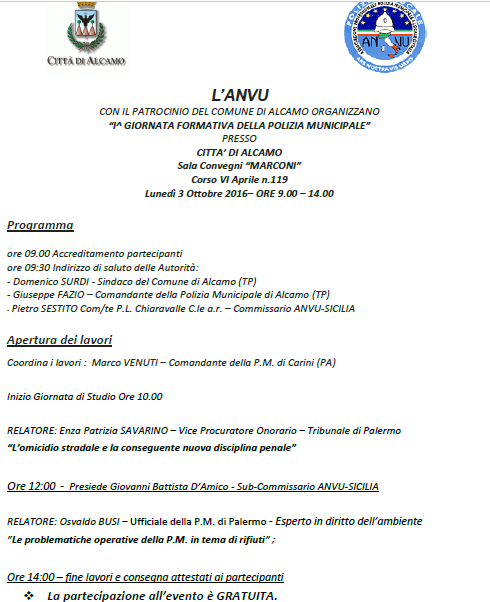 Alcamo-1^ Giornata Formativa della Polizia Municipale