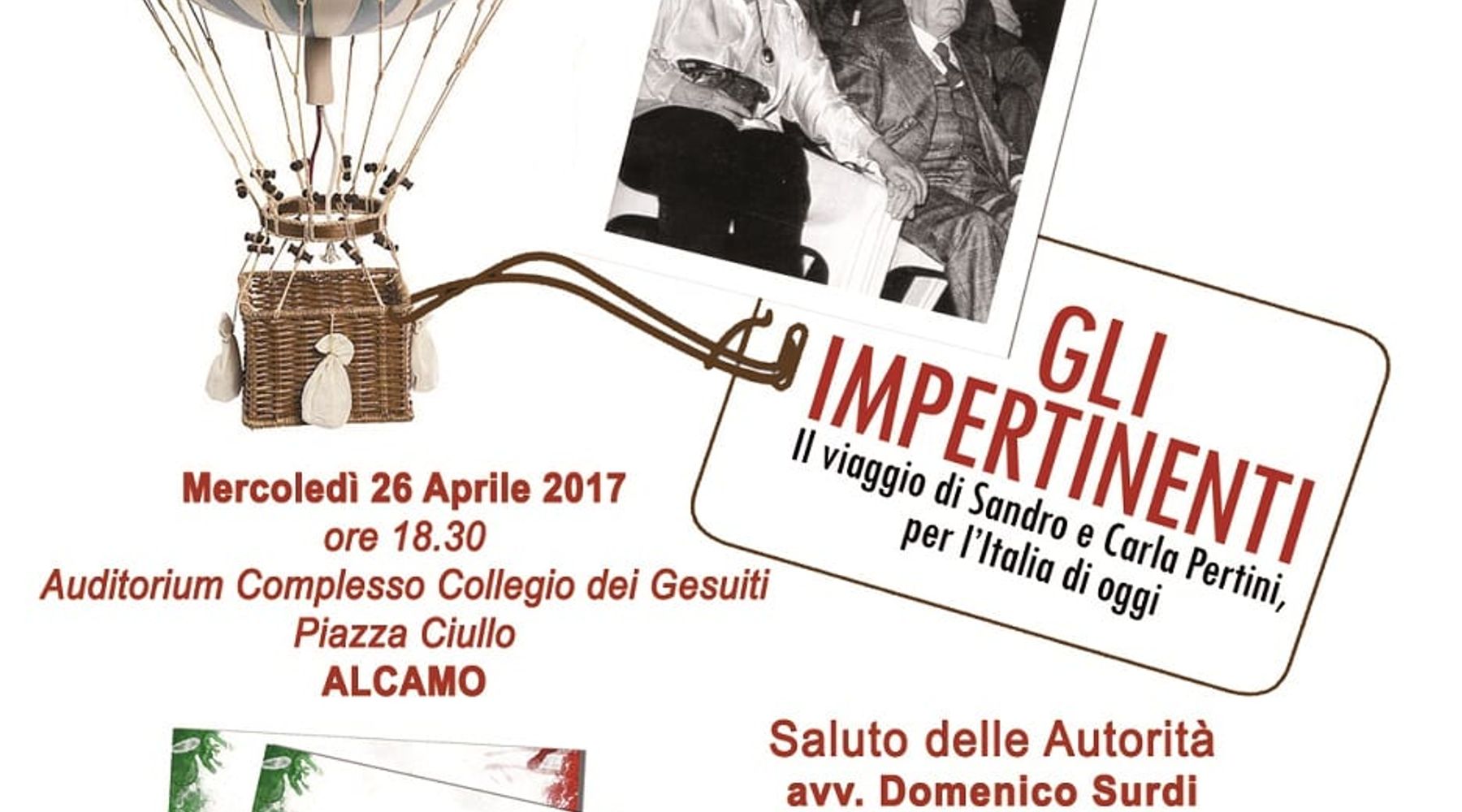 Alcamo-“Gli Impertinenti”, il viaggio di Sandro e Carla Pertini, per l’Italia di oggi: mercoledì la presentazione