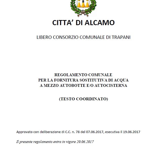 Alcamo-Giallo sul regolamento autobotti risolto: testo in vigore
