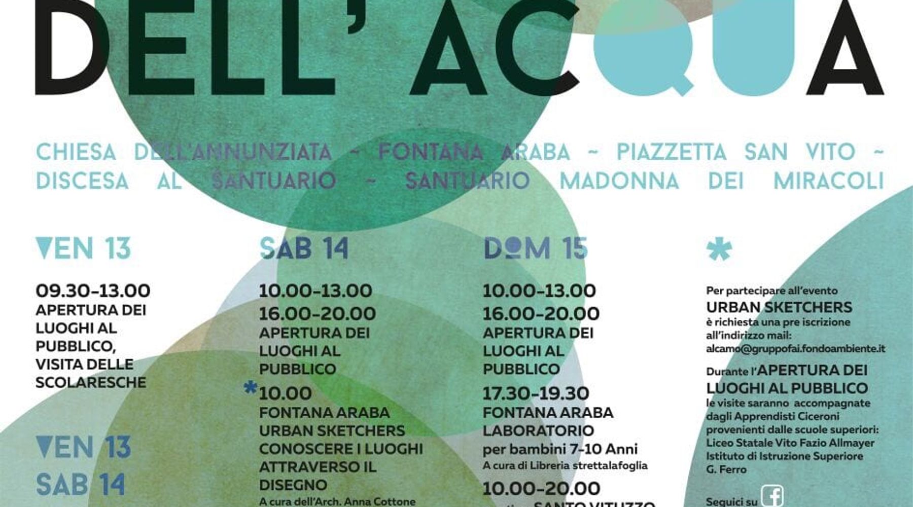 Alcamo - “Il Suono dell’Acqua”: dal 13 al 15 ottobre le Giornate Fai d’Autunno