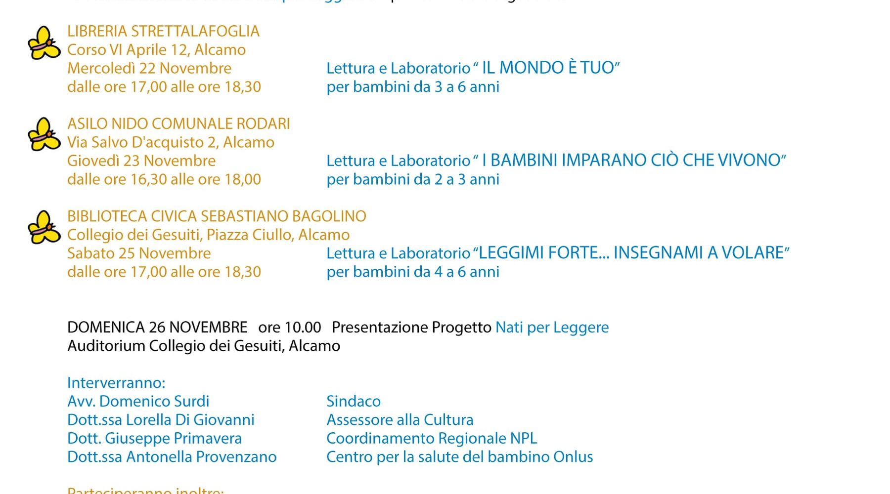 Alcamo-"Nati per leggere", laboratori di lettura per i più piccoli
