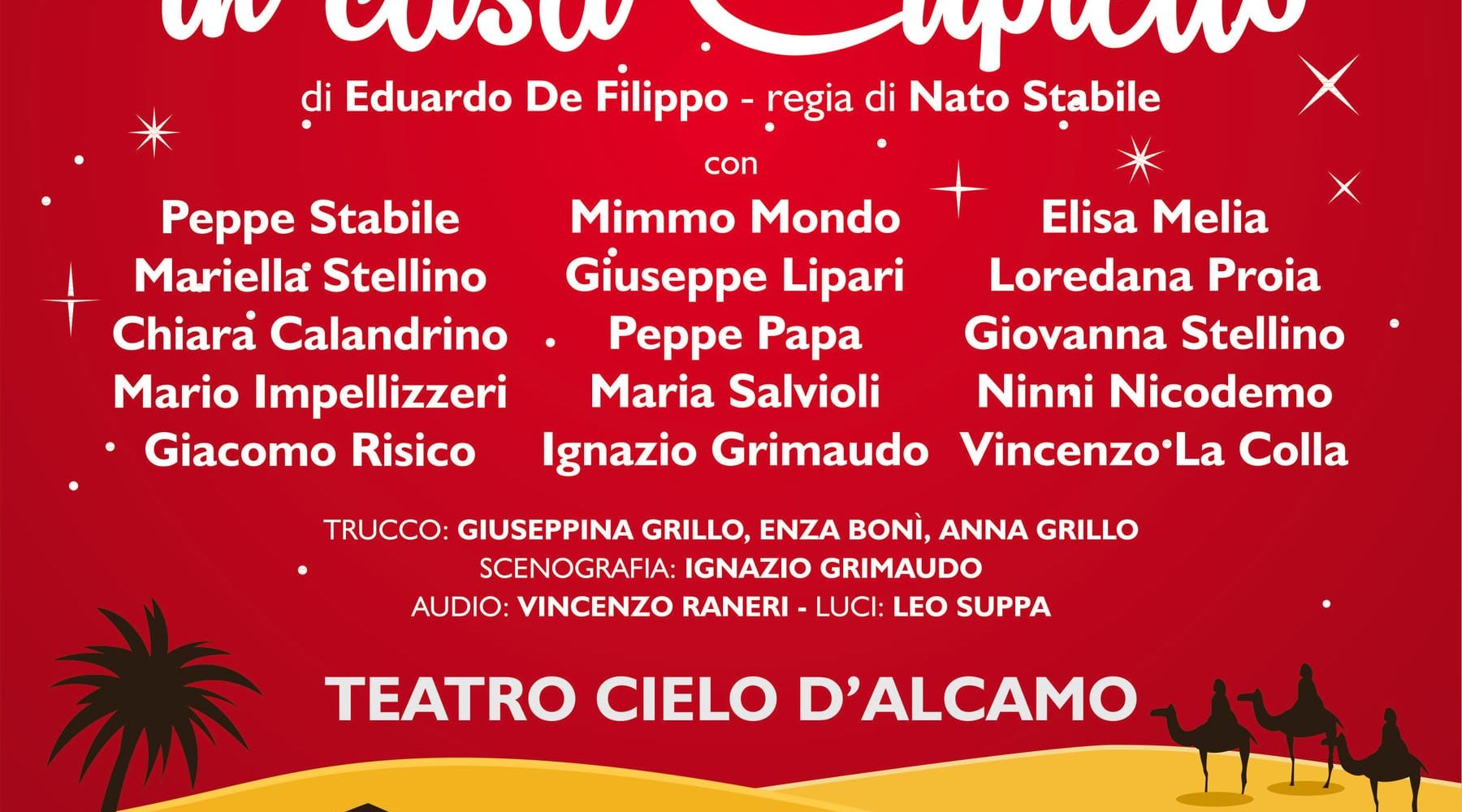 Alcamo-Teatro Cielo, gli attori del Piccolo in “Natale in casa Cupiello”