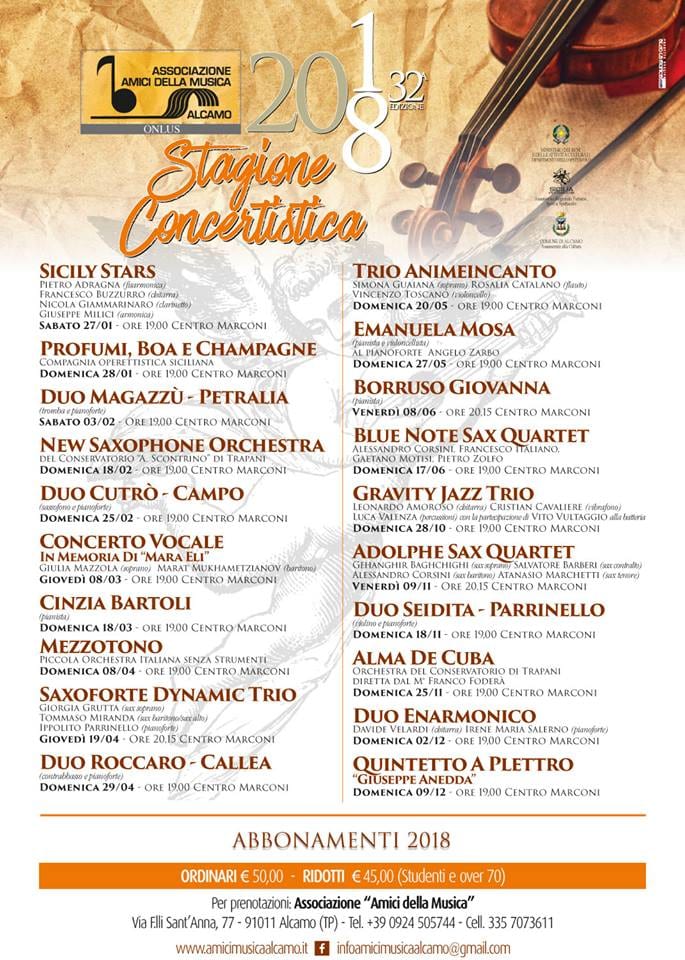 Alcamo-"Amici della musica", varata la stagione concertistica 2018