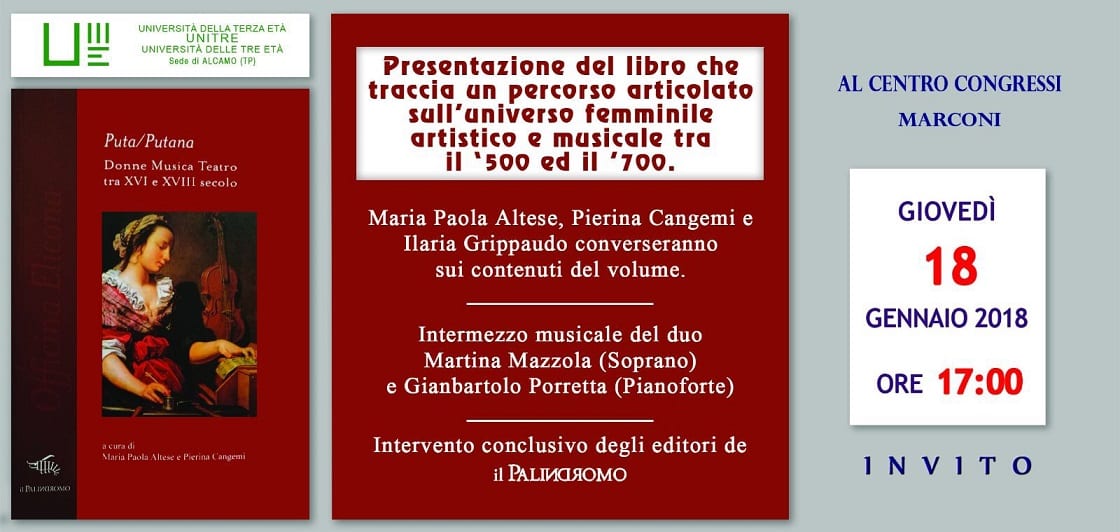 Alcamo - Appuntamento dell'Unitre con la presentazione di "Puta/Putana"