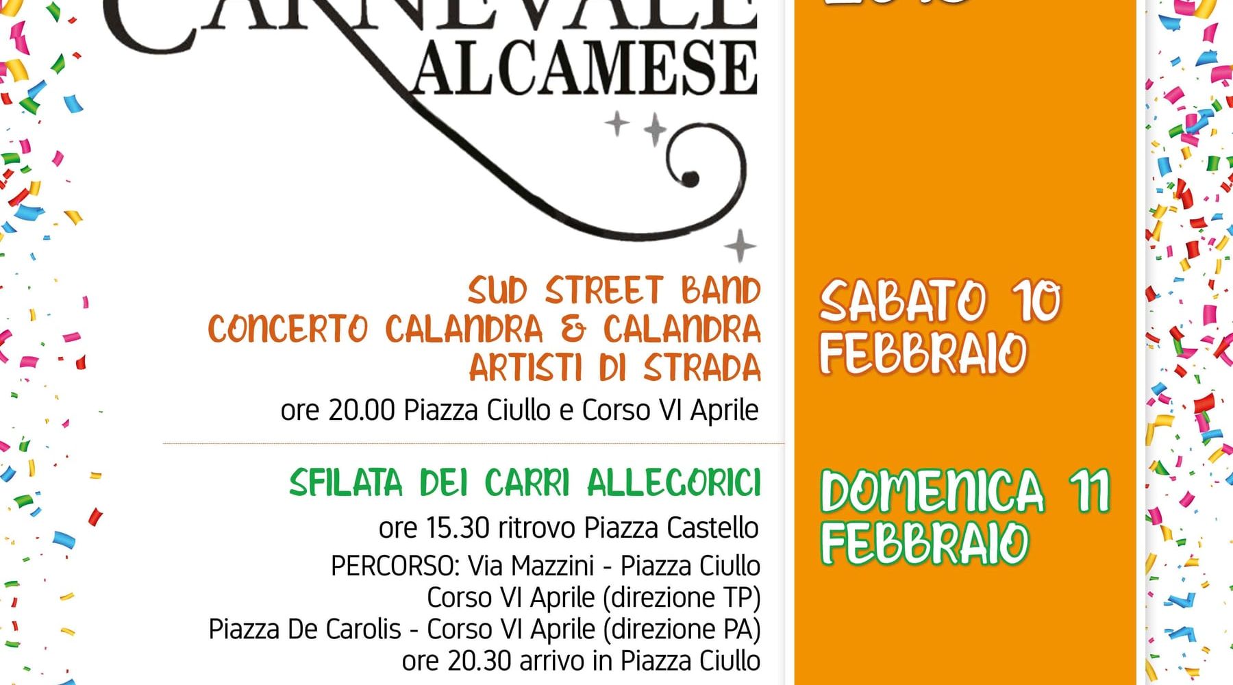 Alcamo-Da sabato a martedì Carnevale alcamese, balli e sfilate di carri