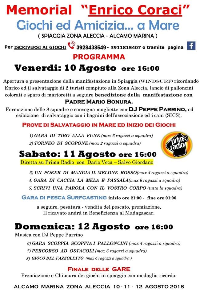 Alcamo Marina. Un Memorial per ricordare Enrico Coraci
