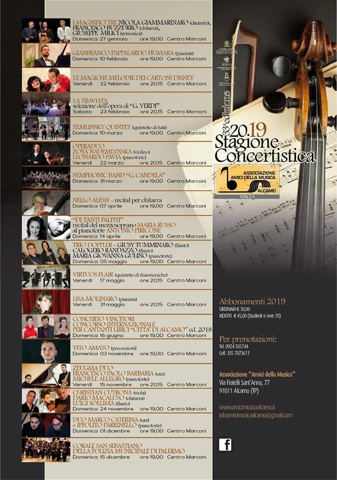 Alcamo-"Amici della musica", 18 concerti per la stagione 2019