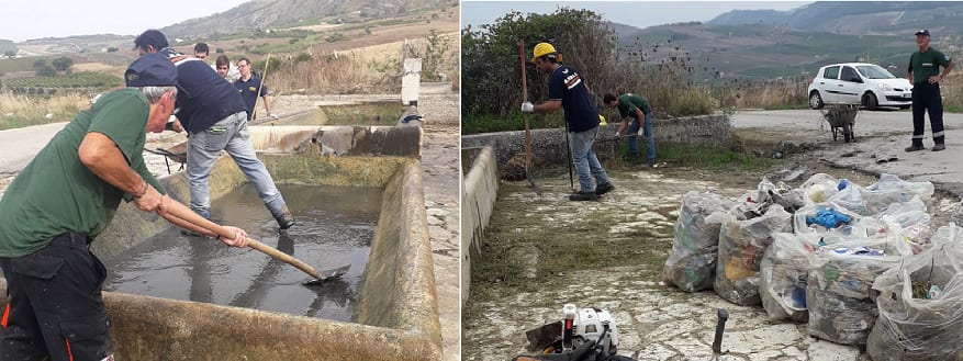 Castellammare, disoccupati ripuliscono strade e verde pubblico. All'opera anche l'ANOPAS