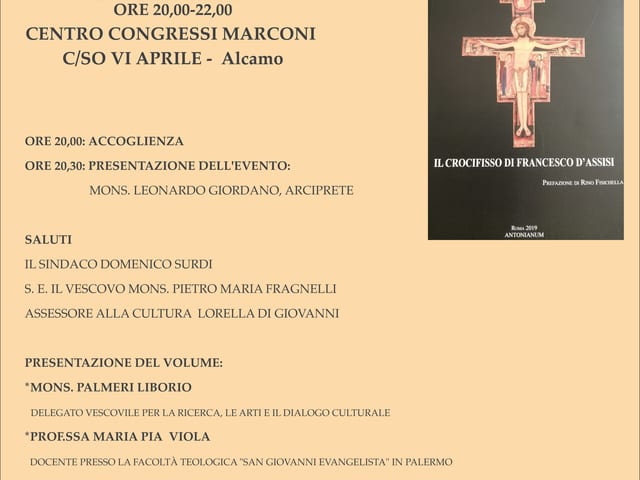 Alcamo, Crocifisso di San Francesco. Presentazione del volume di Valenziano