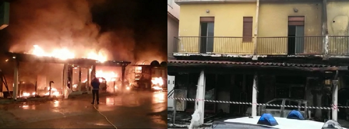 Balestrate, tremendo rogo. Distrutto bar, seri danni a supermercato