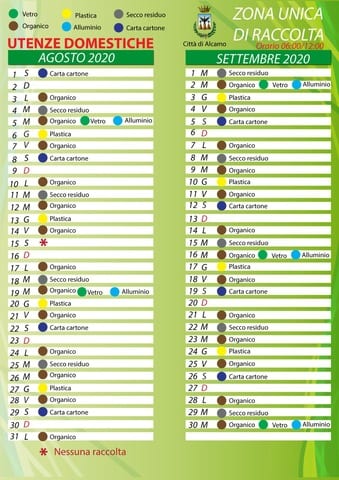 Alcamo, nuovo calendario agosto-settembre per la differenziata