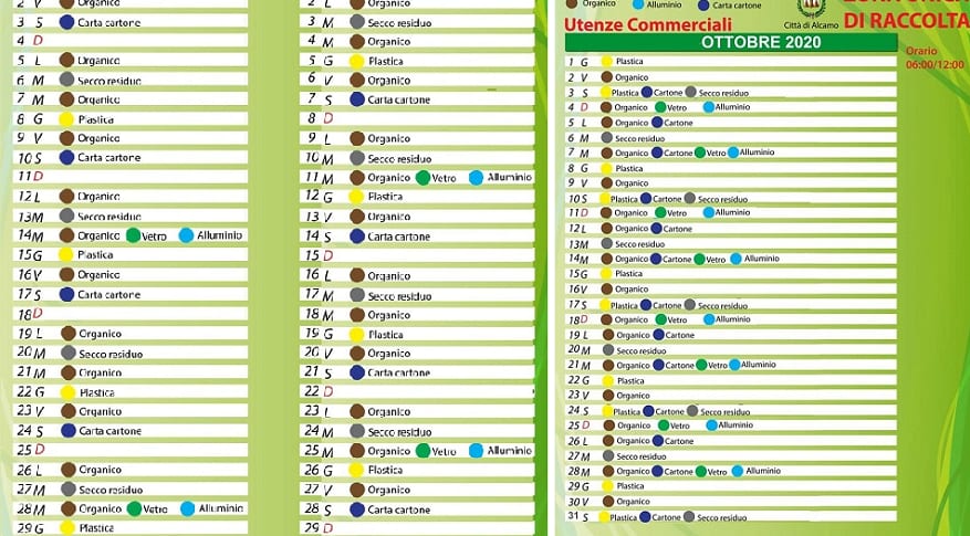 Alcamo, nuovo calendario di raccolta. Niente sacchi di plastica