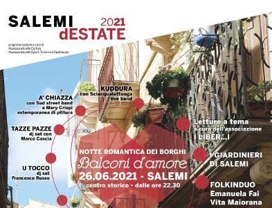Al via dal 26 giugno a Salemi, balconi d'amore e notte romantica dei Borghi