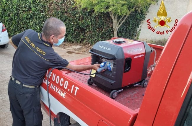 Black-out a Marsala, si ferma ventilatore respiratorio. VVFF installano gruppo