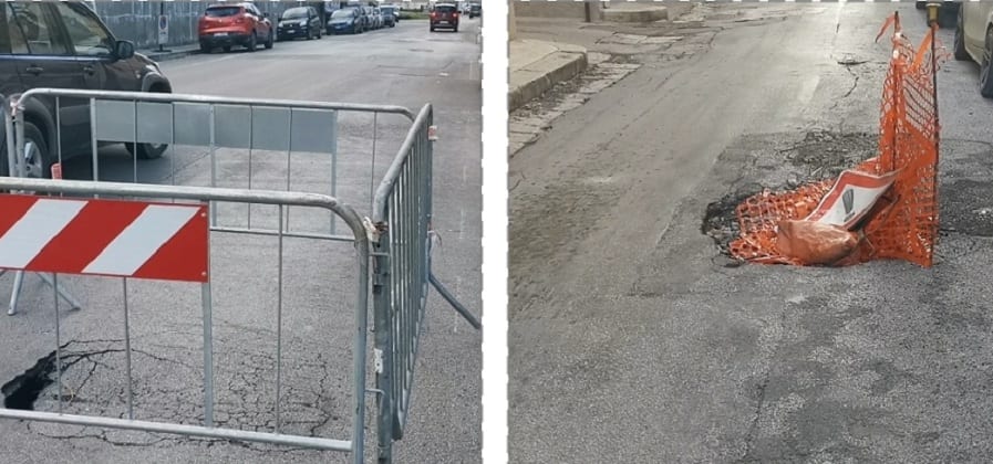 Buche e voragini. Transennature perenni ad Alcamo, anche in strade trafficatissime